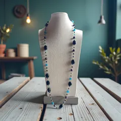 HNTK クロイソンヌジャスパー＆オニキス ロングネックレス　N0794