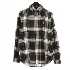 ラルフローレン RALPH LAUREN ボタンダウンシャツ 長袖 チェック 刺繍 グリーン系 XS