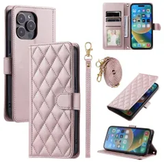 iPhone 15 Pro Max 手帳型ケース キルティング ストラップ付