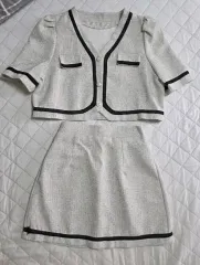 新品 ツイード セットアップ クロップド ジャケット スカート 春夏用