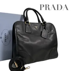 超希少　プラダ　サフィアーノ　三角ロゴ　ハンドバッグ　2way　黒　5342