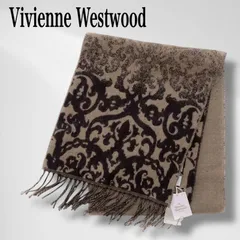 【タグ付き・未使用品】 ヴィヴィアン ウエストウッド マフラー メンズ ウール混 ダマスク柄 グラデーション ストール フリンジ アカンサス 日本製