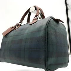 【美品】ポロラルフローレン ミニボストンバッグ PVCレザー チェック柄 緑黒