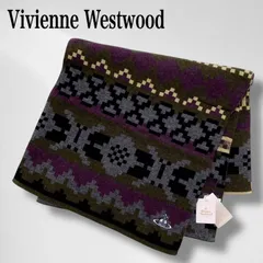【タグ付き・未使用品】 ヴィヴィアン ウエストウッド マフラー 大判 ウール 100% 幾何学柄 オーブ ストール 日本製 Vivienne Westwood ①