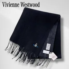 【タグ付き・未使用品】 ヴィヴィアン ウエストウッド マフラー メンズ カシミヤ 100% オーブ 刺繍 黒 ブラック チェック 無地 ストール フリンジ 日本製