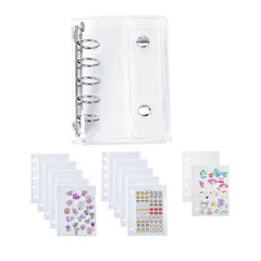 Rich Peach シール帳 透明 シールバインダー シール手帳 M5サイズ はがせる クリアバインダー リフィル10枚+PPシート2枚付属 女の子 かわいい シール台紙 (透明) 1