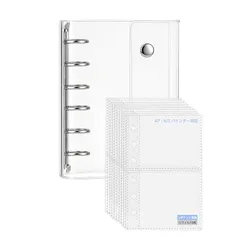 LightBeam シール帳 透明 A7｜クリアバインダー ミニ6穴｜2ポケット片面リフィル10枚｜シール・プリクラ収納 推し活グッズ 0