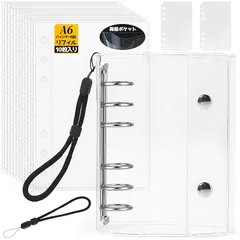 シール帳 透明 A6サイズ はがせる 女の子 シールバインダー シール手帳 クリアバインダー 6穴 シール収納 推し活グッズ シール台紙10枚セット 3層構造 PPシート2枚&専用ストラップ付き（透明） 0