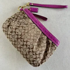 Coach y2k Wristlet Signature Purple Leather Small Pouch Vintage