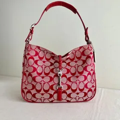 Vintage Coach Hampton Hobo Clip Bag Red Shoulder Bag Jacquard Leather Y2K