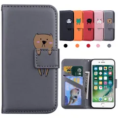 iPhone SE 第3世代 ケース - 手帳型iPhone7/8/SE 第2世代 通用ケース 防塵 耐衝撃TPU素材 かわいい動物 アイホン7/8/SE ケース - 2022 カード収納 スタンド機能 傷つけ防止 便利 財布タイプ カバー [4.7インチ ア