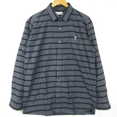 シンプルライフ SIMPLE LIFE シャツ 長袖 綿 L ネイビー ボーダー スヌーピー kz11995