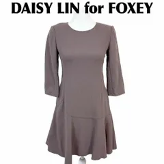 美品 DAISY LIN FOXEY 長袖ワンピース 38 チャコールブラウン