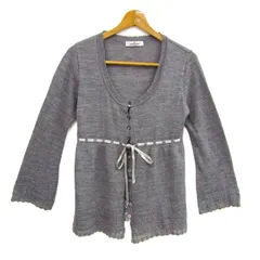 ギャラリービスコンティ カーディガン トップス 長袖 レース リボン 日本製 レディース 3サイズ グレー GALLERY VISCONTI 【中古】