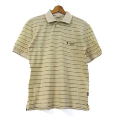 トラサルディゴルフ ポロシャツ トップス 半袖 ボーダー柄 ゴルフウエア メンズ 46サイズ ベージュ TRUSSARDI GOLF 【中古】