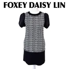 【美品】DAISY LIN FOXEY 半袖ワンピース 38 ツイード×シアー