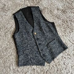 LARDINI ラルディーニ ツイード切替 ジレベスト 44 ネイビー