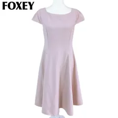【美品】FOXEY 半袖ワンピース フレア 42 薄ピンク