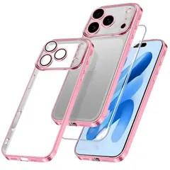 iPhone 17 Pro Max 用 ケース クリア ガラスフィルム アイフォン 17 ProMax カバー iphone17ProMax スマホケース 透明 TPUバンパー 薄型 ストラップホール付き ワイヤレス充電対応 6 .9インチ クリアケース ロー