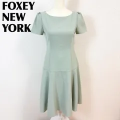 【美品】FOXEY NEW YORK 半袖ワンピース Aラインフレア 38