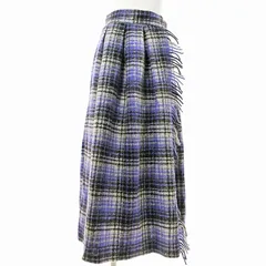 スタニングルアー STUNNING LURE 美品 チェック柄 ボリューム スカート ロング ウール混 0 紫 0704 IBO70