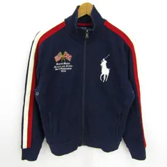 ポロバイラルフローレン ブルゾン ジャケット ヴィンテージ スウェット 裏起毛ポニーアメリカ国旗 メンズ Mサイズ 紺 Polo by Ralph Lauren 【中古】