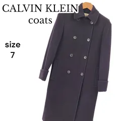 【訳あり】Calvin Klein coats カルバンクライン ウールトレンチコート ロングコート ブラック サイズ7 ウエストマーク ウール 2way