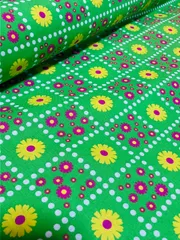 2m 日本製　レトロポップ　グリーン　シーチング　生地