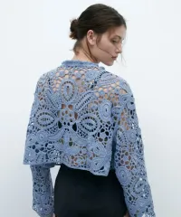 ZARA ザラ マクラメ ニット クロップド カーディガン XS-S 新品