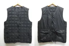 タイオン TAION 美品 リバーシブル ダウン ベスト XL 黒 ブラック 軽量 ナイロン 収納ポーチ付き