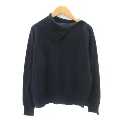 ヒューマンウーマン HUMAN WOMAN ニット カットソー 長袖 タートルネック オーバーサイズ M 紺 ネイビー /YK31