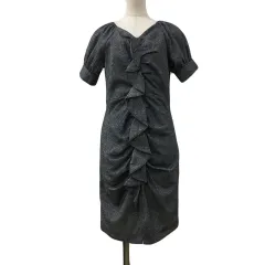 スナイデル SNIDEL ワンピース Iライン ミニ ウール フリル ギャザー シャーリング メランジ 無地 パフスリーブ 半袖 1 グレー