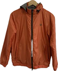 ZM1690 【美品】FRED PERRYフレッドペリー　ブルゾンジャンパー　アウター　オレンジグレーグランチェックリバーシブル　レディース　Mサイズ