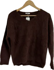 ZM1690 【美品タグ付き】NOLLEY'S ノーリーズ　Vネックニットセーター　トップス　ブラウン　レディース　38サイズ