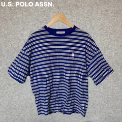 U.S. POLO ASSN. 青白ストライプ Tシャツ 半袖 Lサイズ