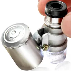 LEDハンディ顕微鏡【倍率60倍】LEDライト／ブラックライト／ボタン電池3個／専用ケース付き 拡大鏡 ルーペ