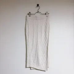 【Ray BEAMS】レイビームス(F)タイト ミモレ丈スカート 無地 ケーブル編み　スリット