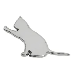 車 エンブレム 猫 ステッカー ねこ ネコ かわいい 面白い アクセサリー 3Dステッカー 防水 耐候 デカール キャット バイク 可愛い バッジ おしゃれ シルバー カーステッカー 車用 スーツケース キズ隠し 飾り 手遊び猫