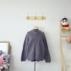 ヴィンテージ ONE円ショップ SJSJ パープル ニット ジップアップ