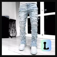 クラッシュ ダメージ デニム ラッパー HIP HOP UK パンツ ドリルのサムネイル