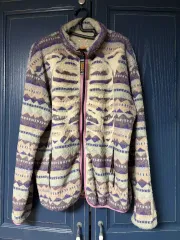 4 サイズ KAPITAL アッシュランド ストライプ & ボン フリース ジップ ブルゾン パープル