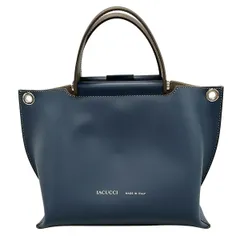 IACUCCI(イアクッチ) ハンドバッグ美品  - ネイビー×グレーベージュ レザー