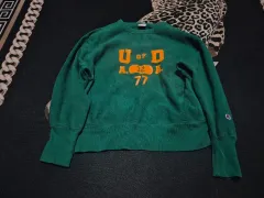 チャンピオン U of D グリーン リバースウィーブ スウェットシャツ L