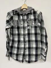 DIESEL ディーゼル チェックシャツ フード付き グレー系 XL メンズ