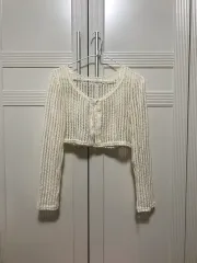 新品) シースルーニットカーディガン 夏ボレロ服