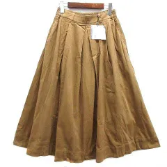 グローバルワーク GLOBAL WORK コーデュロイ ロング スカート タック フレア ライトブラウン 茶 M GW517502MC