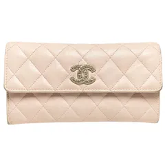 【中古】 CHANEL シャネル マトラッセ フラップロングウォレット A50096 キャビアスキン 薄ピンク ゴールド金具 ココマーク ラインストーン 32番台 長財布 25038647 MK 中古】 CHANEL シャネル マトラッセ フラップロングウォレット A50096