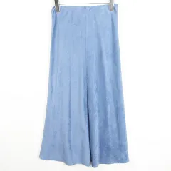 シップス SHIPS スウェード風 ロング スカート 36 ライトブルー kz11896