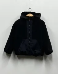 ザラ 黒 ボア フリース フード ジップアップ
