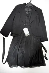 【新品未使用】フォーマルブラック セレモニースーツ3点セット 9号（テラードジャケット＋シフォンワンピース＋スカート）